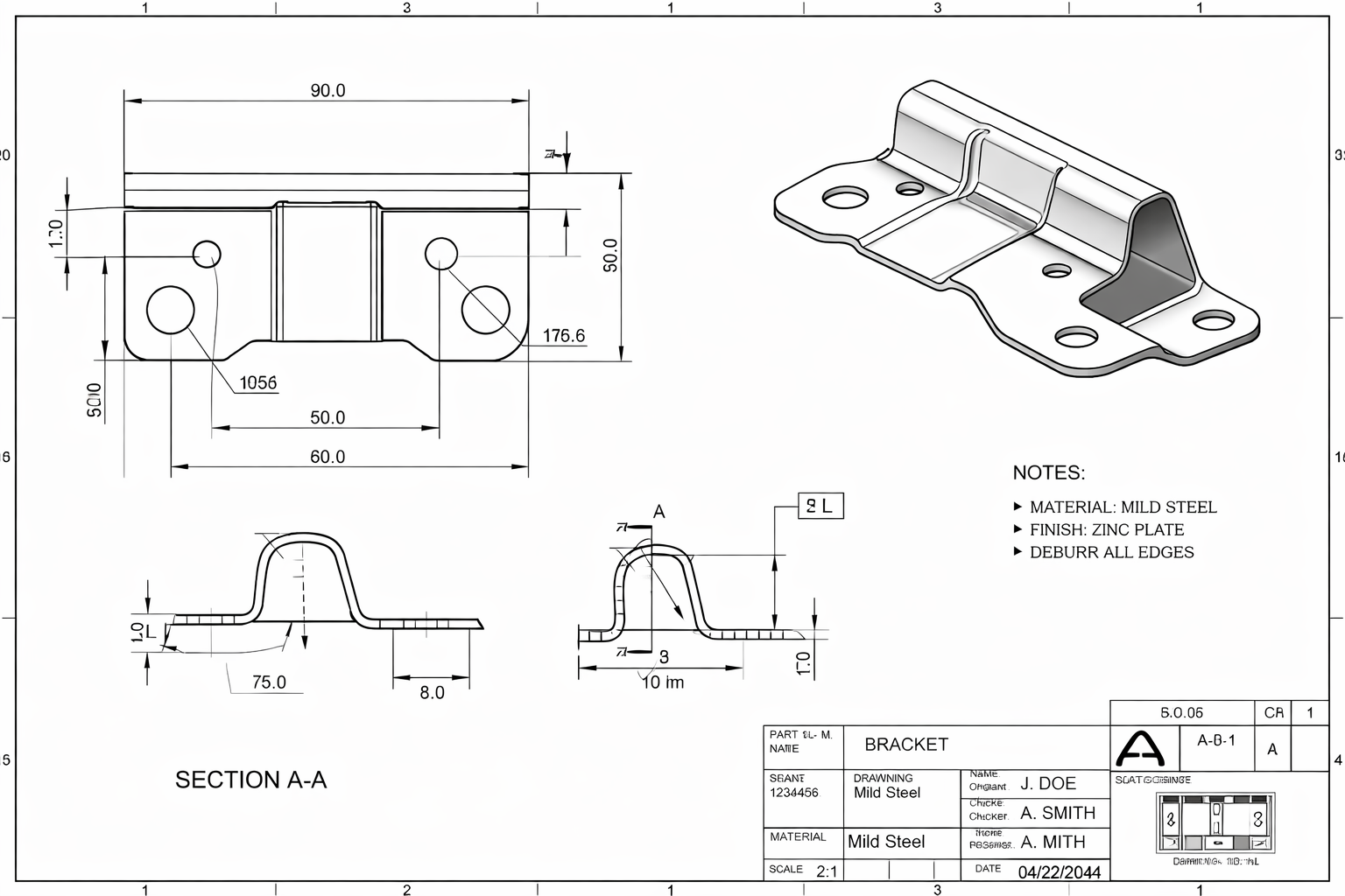 Stamped bracket input example